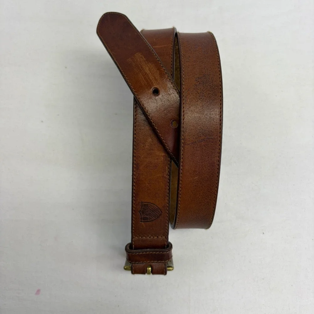 Polo Ralph Lauren Leather Belt Mens 34 Brown Vegetable Tanned Italian Saddle